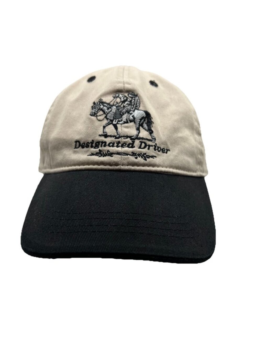 Designated Driver Hat Strapback Dad Cap Beige Black Cowboy Dog Polar Graphics